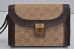 Authentic GUCCI Clutch Hand Bag Purse GG Canvas Leather Beige 9316J Cheap