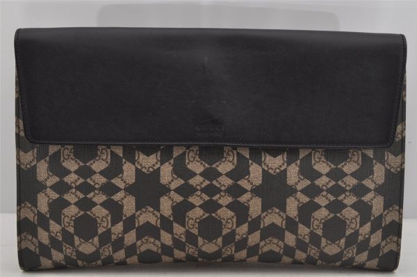 Authentic GUCCI GG Caleido Clutch Documents Case PVC Leather 406725 Black 5930J Hot on Sale