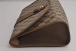 Authentic GUCCI Web Sherry Line Clutch Hand Bag Purse GG PVC Leather Brown 7977J For Cheap