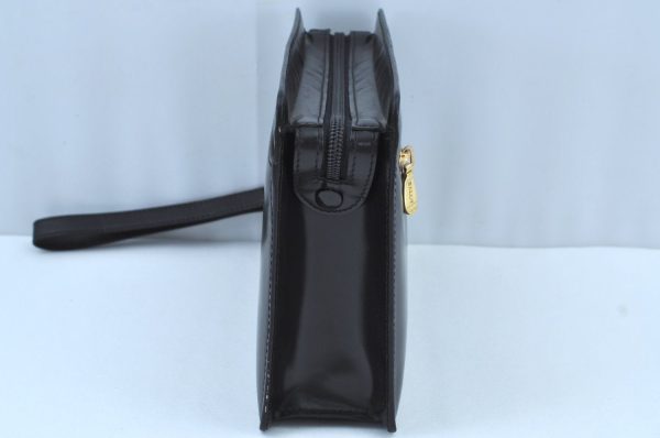 Authentic BALLY Vintage Leather Clutch Hand Bag Purse Black K8804 Supply