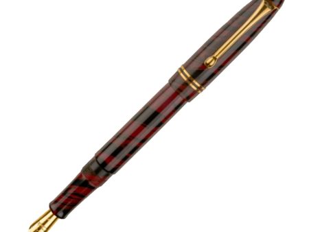 Click Yen Ebonite Fountain Pen - Maroon Black Swirl GT Discount