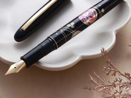 Wancher x Kuretake Kindai Maki-e Mari Asobi Fountain Pen - Black GT Sale